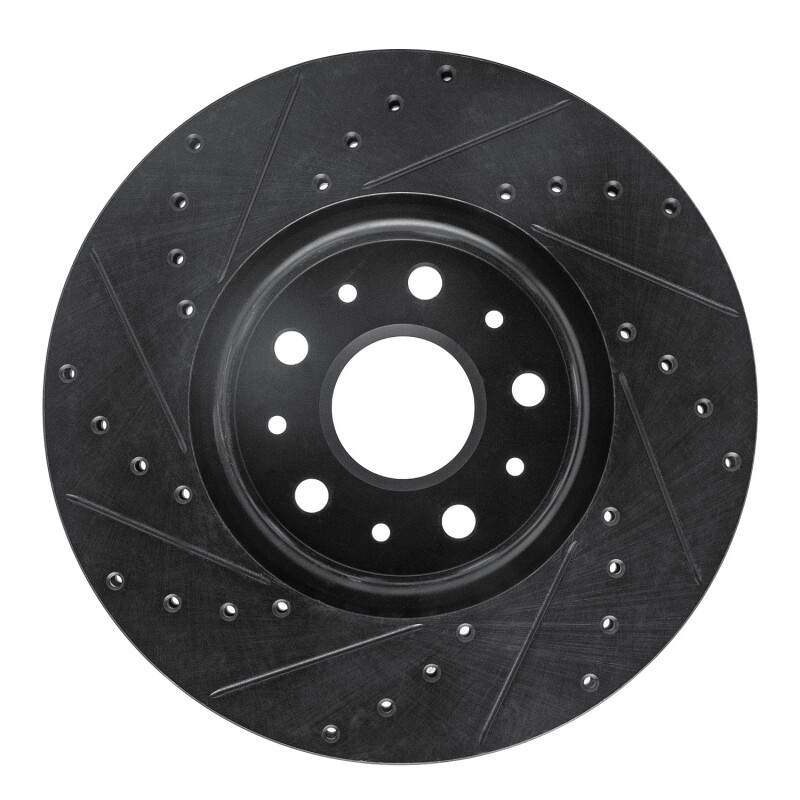 Cadillac CT5 Brake Rotor (1) - Front Right - R1 Concepts - Drilled & Slotted - Black - `16-`25
